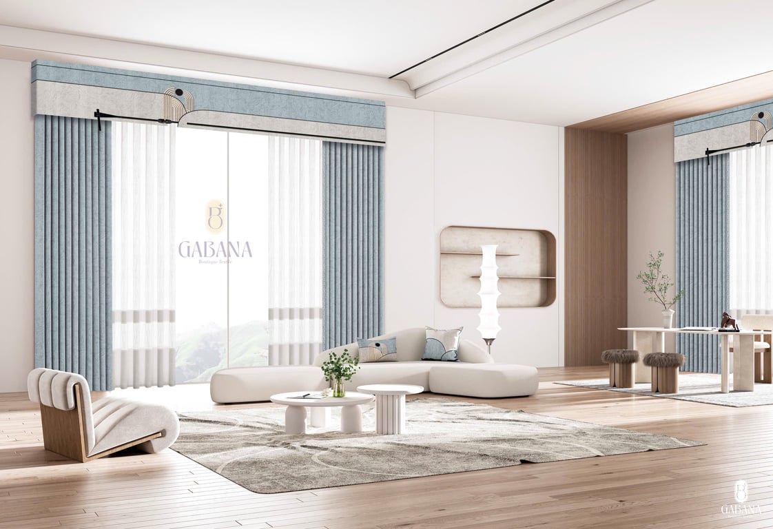 Rèm cửa xanh dương sang trọng