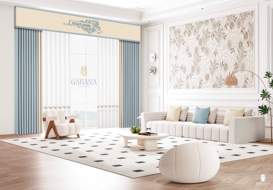 Rèm cửa xanh kem thanh lịch