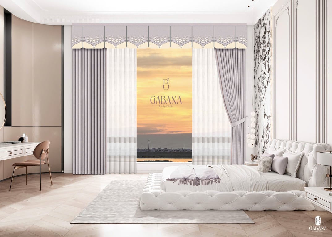 Rèm cửa xám sương mù thanh lịch