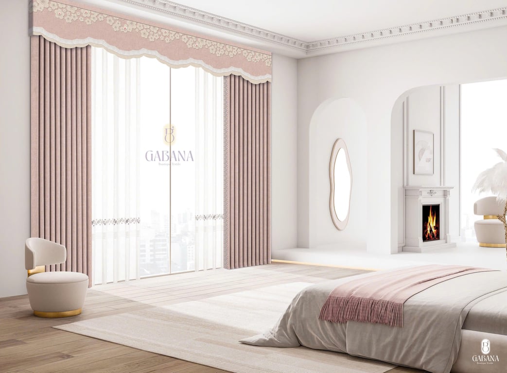 Rèm cửa hồng thanh lịch