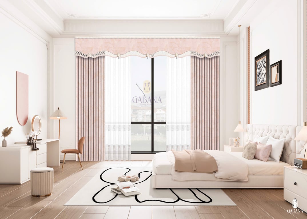 Rèm cửa hồng sang trọng