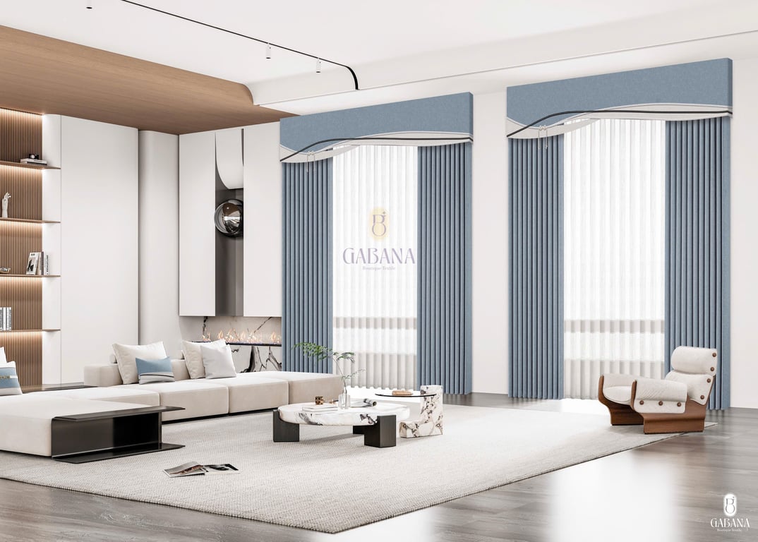 Rèm cửa xanh dương đơn giản