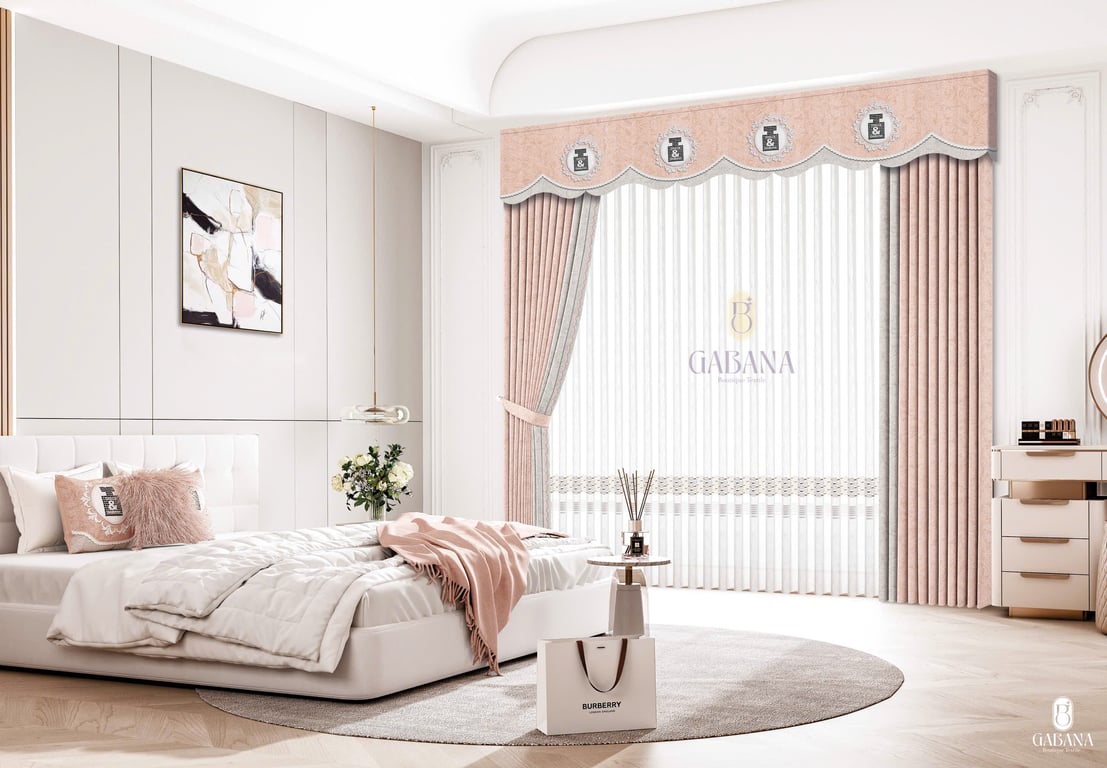 Rèm cửa hồng xám sang trọng