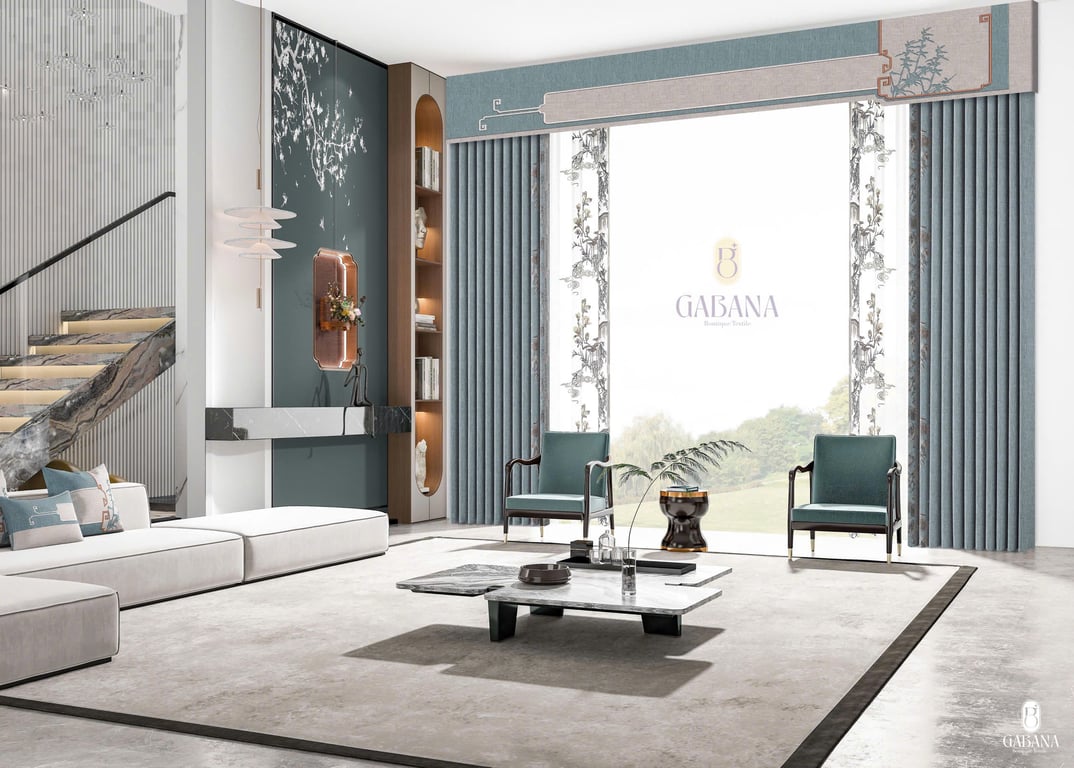 Rèm cửa xanh ngọc thanh lịch