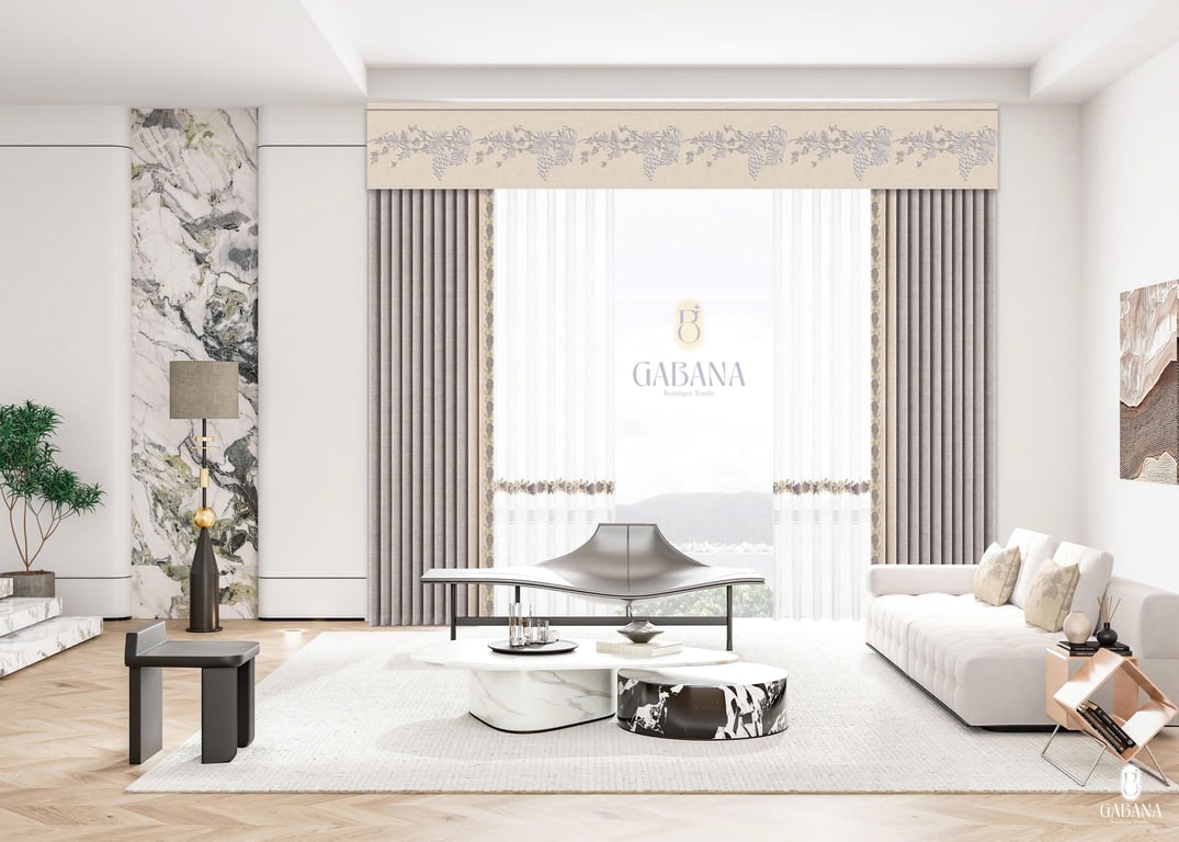 Rèm cửa xám gạo thanh lịch