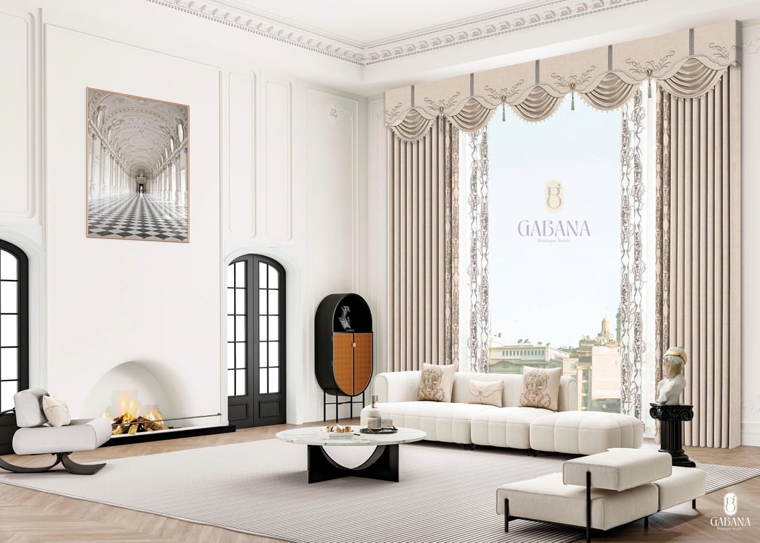 Rèm cửa hồng kem thanh lịch