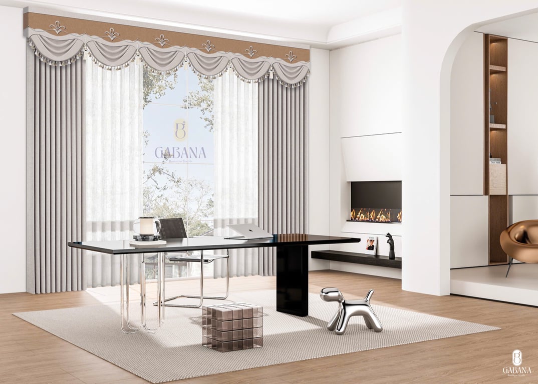 Rèm cửa xám pháp cổ điển