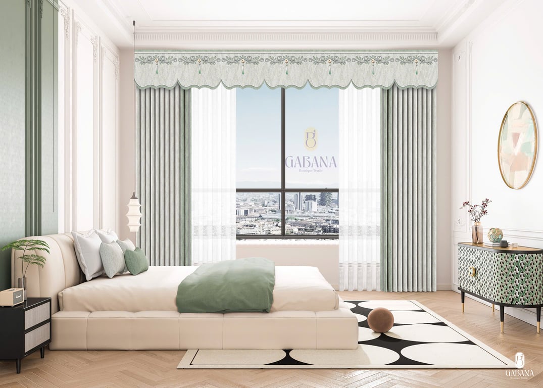 Rèm cửa bạc hà xanh thanh lịch