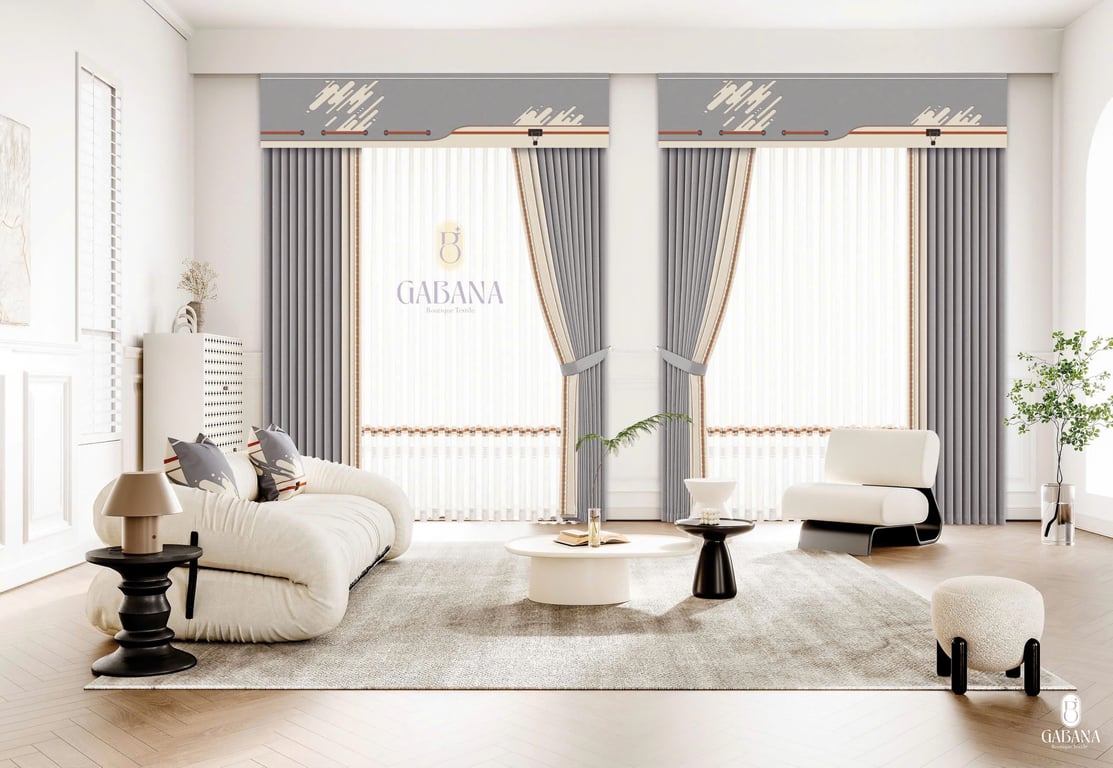 Rèm cửa xám đơn giản