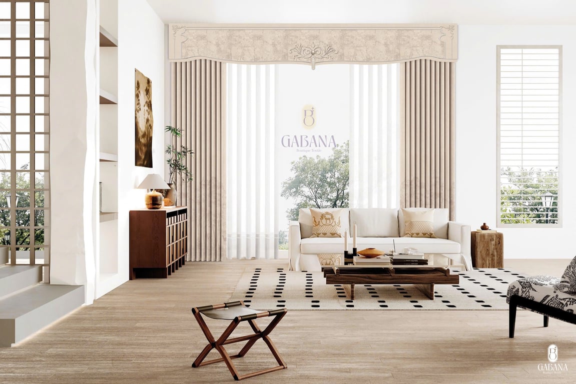 Rèm cửa be hồng hiện đại