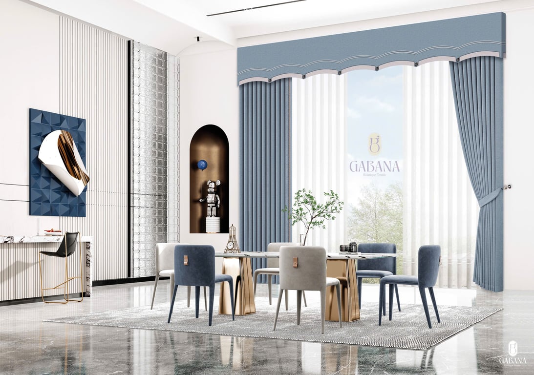 Rèm cửa xanh na uy thanh lịch