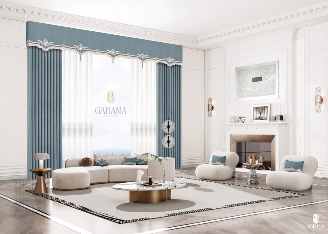 Rèm cửa xanh khói sang trọng